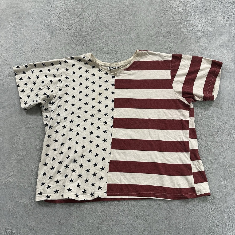 Next Era Tshirt Women 2X USA Flag Print Y2K 90s Boho Festival American Hippie